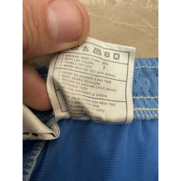 Vintage 90s Nike Obsidian Blue Navy White Tag Basketball Shorts Size L UNC - Picture 5 of 8